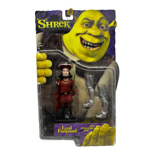 Lord Farquaad - Shrek

Material: Plástico

Tamaño: 10 cm

Año: 2001

Marca: McFarlane Toys&nbsp;

Condición: Nuevo