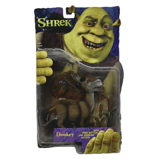 Donkey (Burro) - Shrek

Material: Plástico

Tamaño: 12 cm

Año: 2001

Marca: McFarlane Toys&nbsp;

Condición: Nuevo